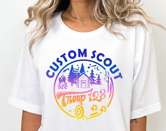 Custom Scout Shirt, Custom Camp Troop Number T-shirt,  Camping Shirt, Camping Shirt, Troop Shirt, Girls Camping Tee, Girls Shirt, Spring Tee