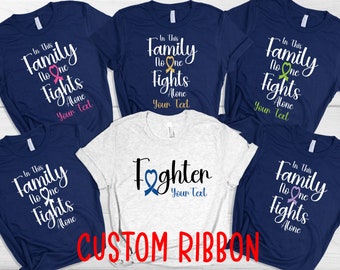 In This Family No One Fights Alone Shirt, Support Squad T-shirt, Family Cancer Shirt, Cancer Support Shirt, Breast Cancer Awareness Tee