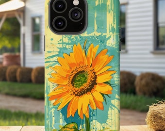 SUMMER SUNFLOWER iPhone Case 18 17 16 15 14 13 12 11 X Pro Plus Mini Tough Phone Case Beautiful Cute Phone Case Flower Floral Gift for Her