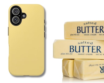 BUTTER YELLOW iPhone Case 17 16 15 14 13 12 11 X Pro Plus Mini Tough Phone Case Solid Color Cute Phone Case Protective Trendy