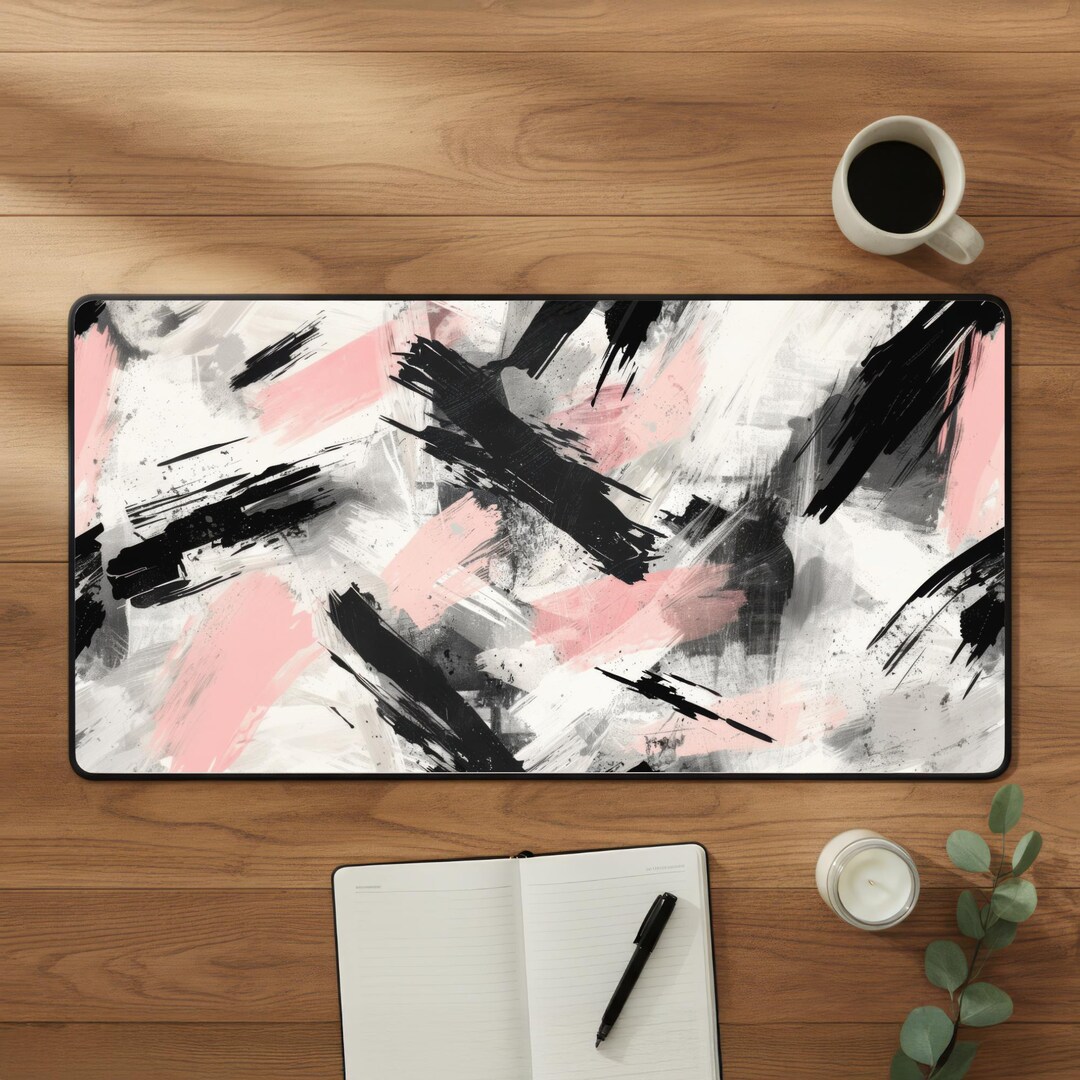 ABSTRACT PINK BLACK Desk Mat - Computer Mouse Pad - Office Decor ...