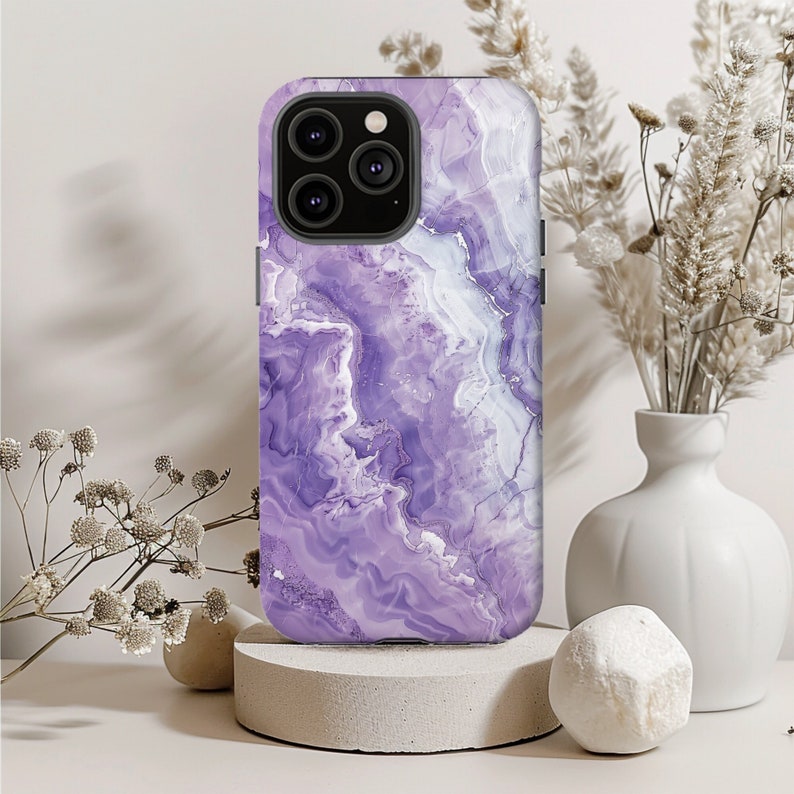 LAVENDER MARBLE iPhone Case 16 15 14 13 12 11 X 8 7 Pro Plus Mini Tough