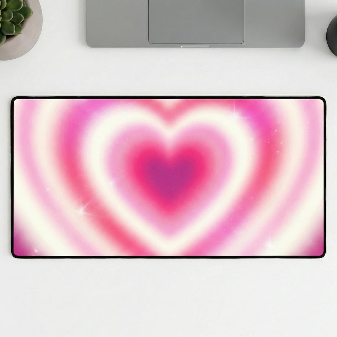 HEART GLOW AESTHETIC Desk Mat - Computer Mouse Pad - Office Decor ...