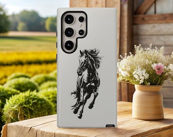 HORSE Phone Case for Samsung Galaxy s26 s25 s24 s23 s22 s21 s20 Google Pixel 8 7 Tough Phone Case Animal Hand Drawn Sketch Gift for Him Her