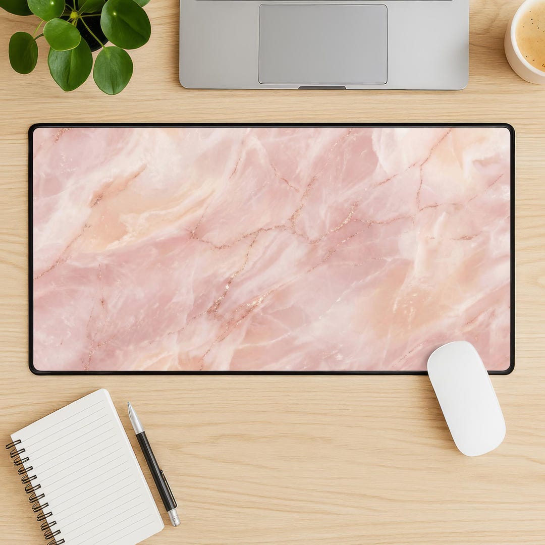 PINK MARBLE Desk Mat - Computer Mouse Pad - Office Decor - Extended ...