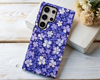 PURPLE FLOWERS Phone Case for Samsung Galaxy s26 s25 s24 s23 s22 s21 s20 Google Pixel 9 8 7 6 Tough Phone Case Cute Floral Protective
