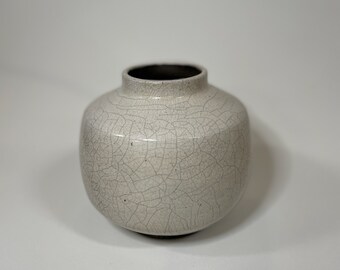 Raku Vase with White Crackle Glaze