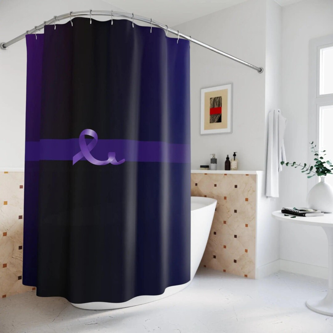 Purple Ribbon Epilepsy Awareness Shower Curtain