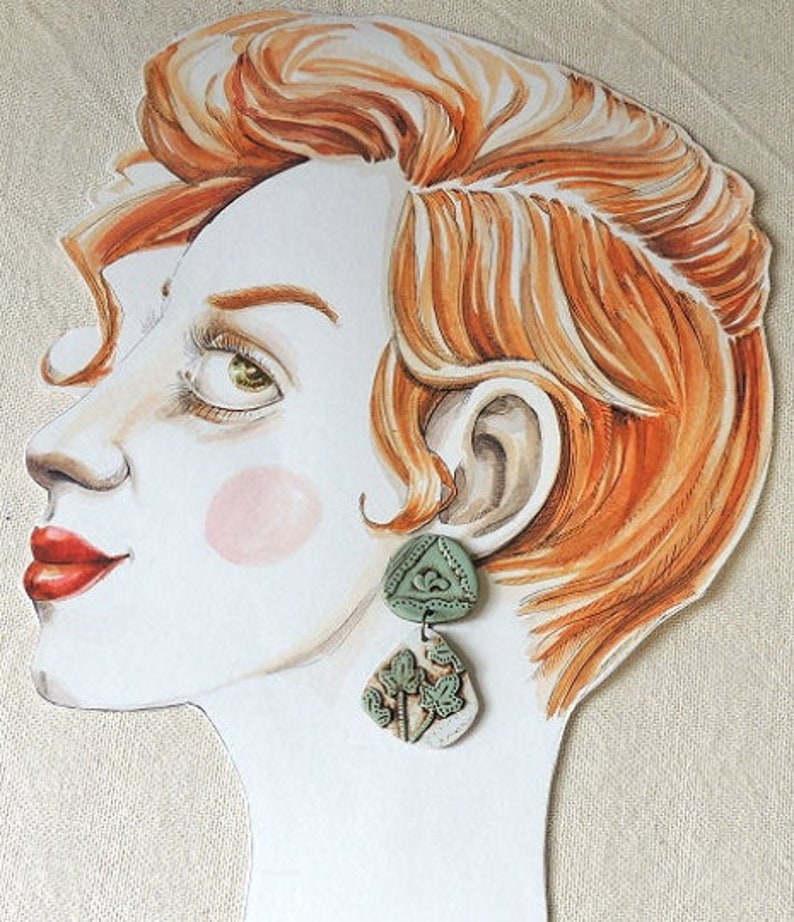 Very lightweight- Studs earrings \u2013 Statement Polymer clay Dangle Earrings Polymer clay Earrings Nickel and lead free post