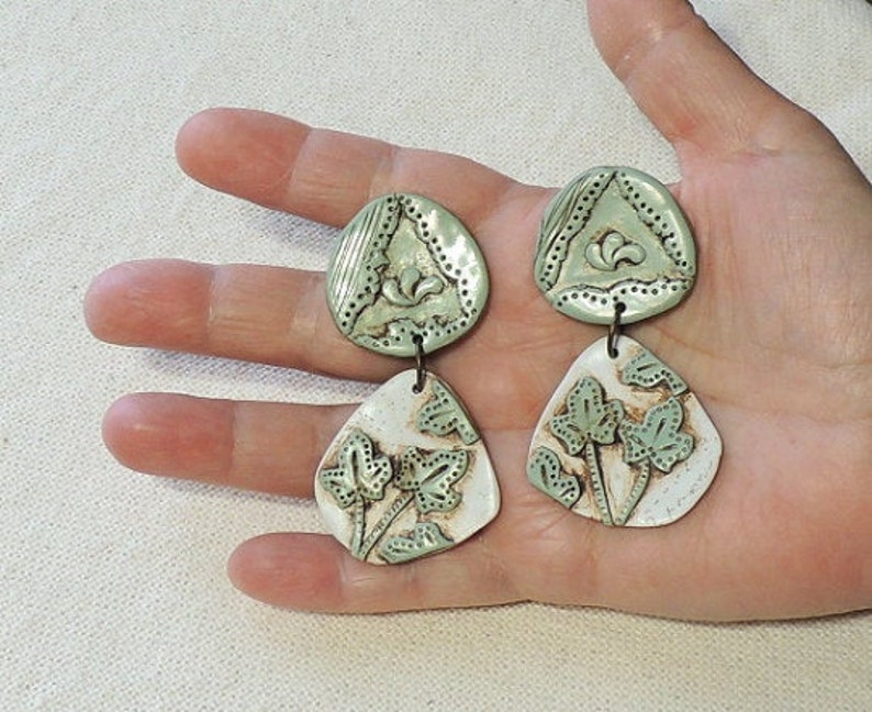 Very lightweight- Studs earrings \u2013 Statement Polymer clay Dangle Earrings Polymer clay Earrings Nickel and lead free post