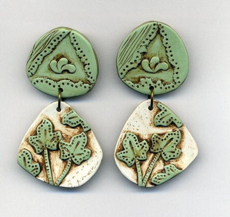 Very lightweight- Studs earrings \u2013 Statement Polymer clay Dangle Earrings Polymer clay Earrings Nickel and lead free post