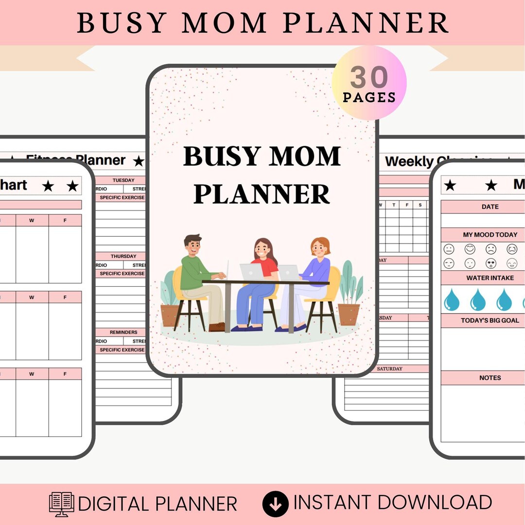 Busy Mom Planner Digital Planner Home Management Planner Printable ...