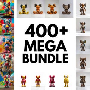 May include: A collection of colourful, stylized figurines with the text "400+ MEGA BUNDLE" displayed in the centre of the image.