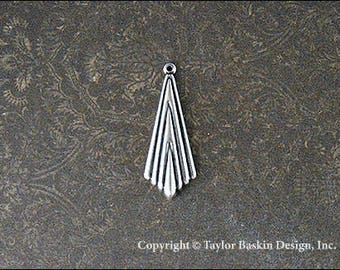 Antiqued Sterling Silver Plated Art Deco Earring or Pendant Drop item 1111 AS 12 Pieces