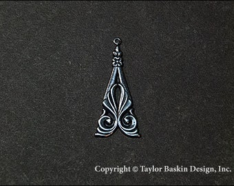 Antiqued Sterling Silver Plated Art Deco Earring or Pendant Drop item 1111 AS 12 Pieces