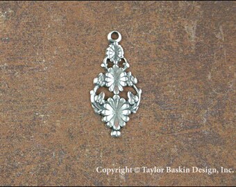 Antiqued Sterling Silver Plated Art Deco Earring or Pendant Drop item 1111 AS 12 Pieces