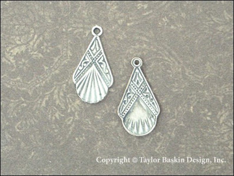Antiqued Sterling Silver Plated Art Deco Earring or Pendant Drop item 1111 AS 12 Pieces
