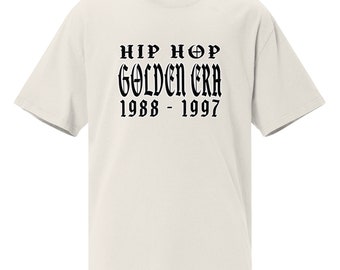 Golden Era Hip Hop Streetwear T-shirt - Dropped Shoulders - Boxy Oversized Fit - Heavyweight Cotton Fabric