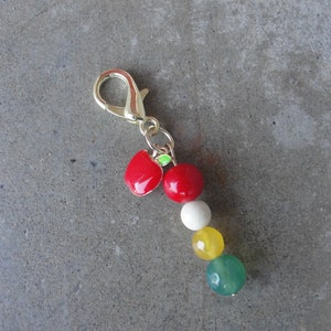 Apple Enamel Teacher Zipper Pull Charm: Gemstone Bag Accessory