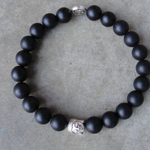 Matte Black Jade Beaded Bracelet. Buddha Zen Bracelet. Mens Jewelry. Simple Minimal. Yoga Jewelry. SydneyAustinDesigns. image 2