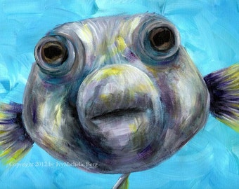 Big Fish Kiss, Art Print of Acrylic Painting