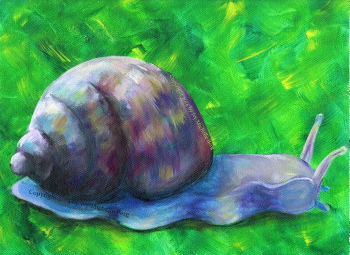 Mottled Snail Art Print of Acrylic Painting Etsy New Zealand