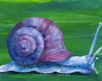 Violet Snail, Art Print of Acrylic Painting