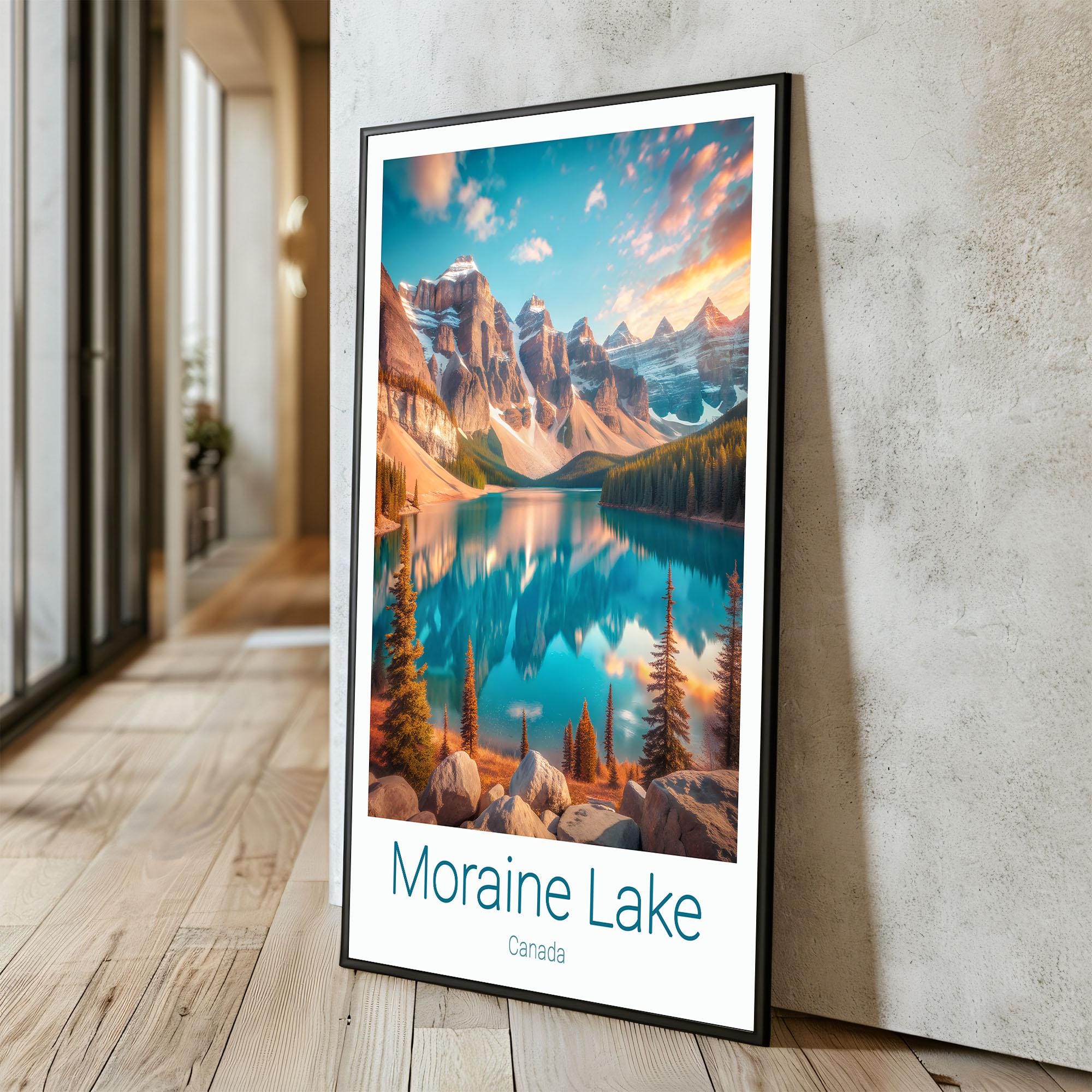 Moraine Lake Travel Poster Print - Canadian Rockies Wall Art - Stunning ...