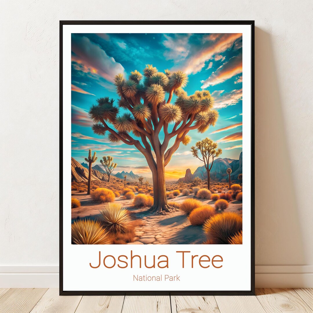 Joshua Tree National Park Travel Poster Desert Landscape Art Print ...