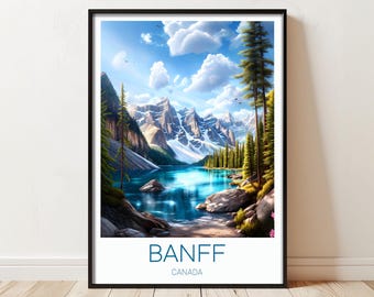 Banff Nationalpark Reise Poster Druck - Atemberaubende Kanadische Rockies Landschaft Wandkunst für Naturliebhaber und Dekoration