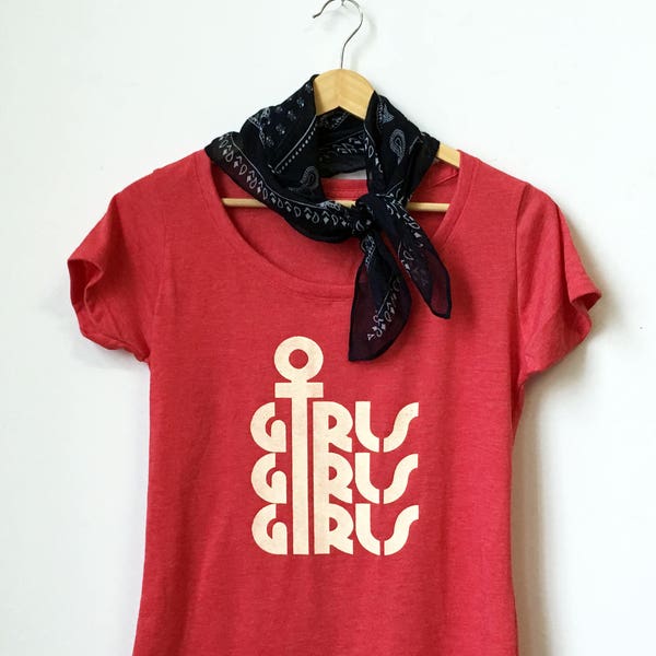 T-shirt GIRLS GIRLS GIRLS - rouge chiné