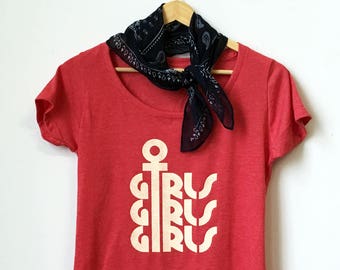 GIRLS GIRLS GIRLS tee - red heather