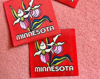 Minnesota Lady Slipper-Woven Sticker Patch