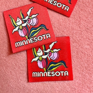 Minnesota Lady Slipper-Woven Sticker Patch