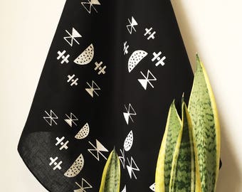 Moon and Stars Print Bandana in White and Black