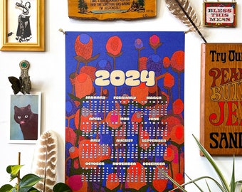 Calendrier mural 2024-affiche 13 x 19-Moody Blue