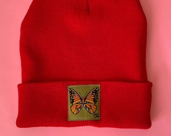 Butterfly Beanie in Red