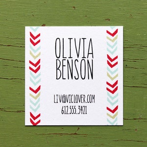 Chevron Lines Calling Cards in Color 2 inch square-set of 50 image 1