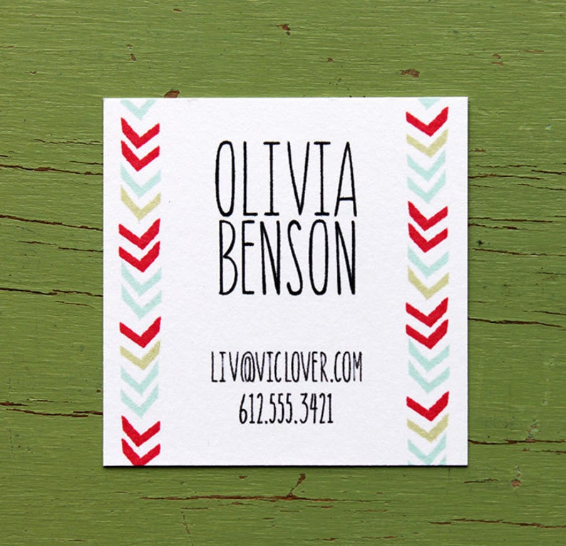 Chevron Lines Calling Cards in Color 2 inch square-set of 50 image 1