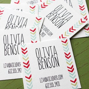 Chevron Lines Calling Cards in Color 2 inch square-set of 50 image 2