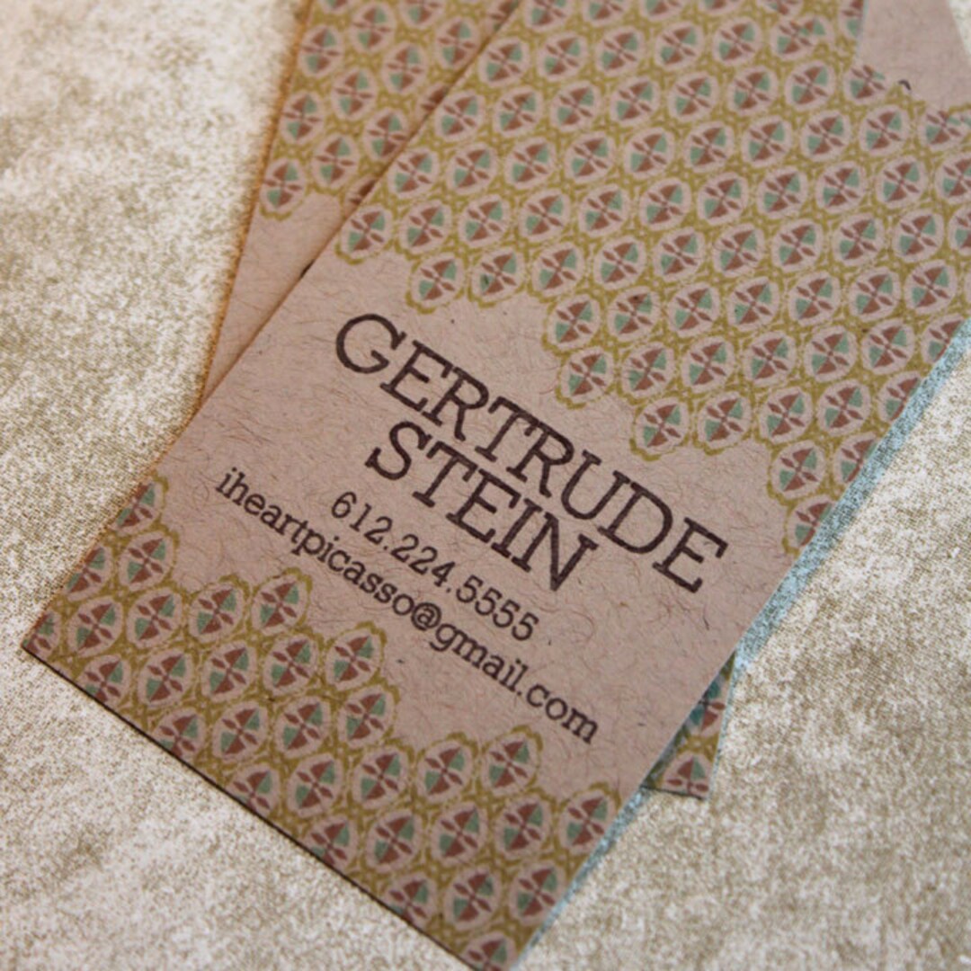 Patterned Calling Cards on Kraftvertical Etsy