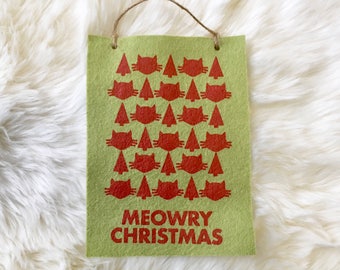 Meowry Christmas Ornament /Mini Banner