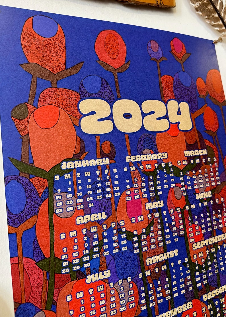 2024 wall calendar-13 x 19 poster-Moody Blue image 3