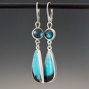 Gemmy Vivid Gem Silica and Teal Moss Kyanite Double Dangle Cabochon Earrings image 10