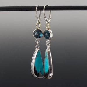 Gemmy Vivid Gem Silica and Teal Moss Kyanite Double Dangle Cabochon Earrings image 5