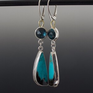Gemmy Vivid Gem Silica and Teal Moss Kyanite Double Dangle Cabochon Earrings image 8
