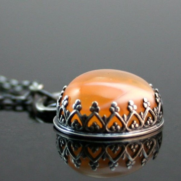 Mexican Fire Opal Pendant Necklace