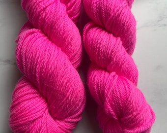 Hand Dyed Superwash Merino Yarn: Pink Punk Worsted Weight Yarn