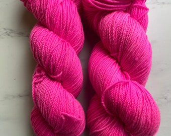 Hand Dyed Yarn | Sport Weight Yarn | Pink Punk | Superwash Yarn | Semi-Solid Yarn | Merino Wool