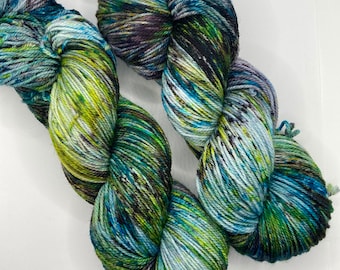 Hand Dyed Yarn | Sock Yarn | Faerie Garden | Superwash Yarn | Speckled Yarn | Fingering Weight.